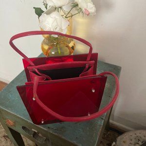 Vintage Alexander McQueen Red Leather and Acrylic mini bag